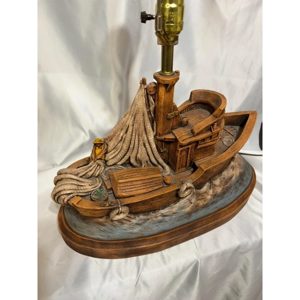 Vintage 1979 California Originals Fishing Boat Table Lamp Nautical Trawler Works